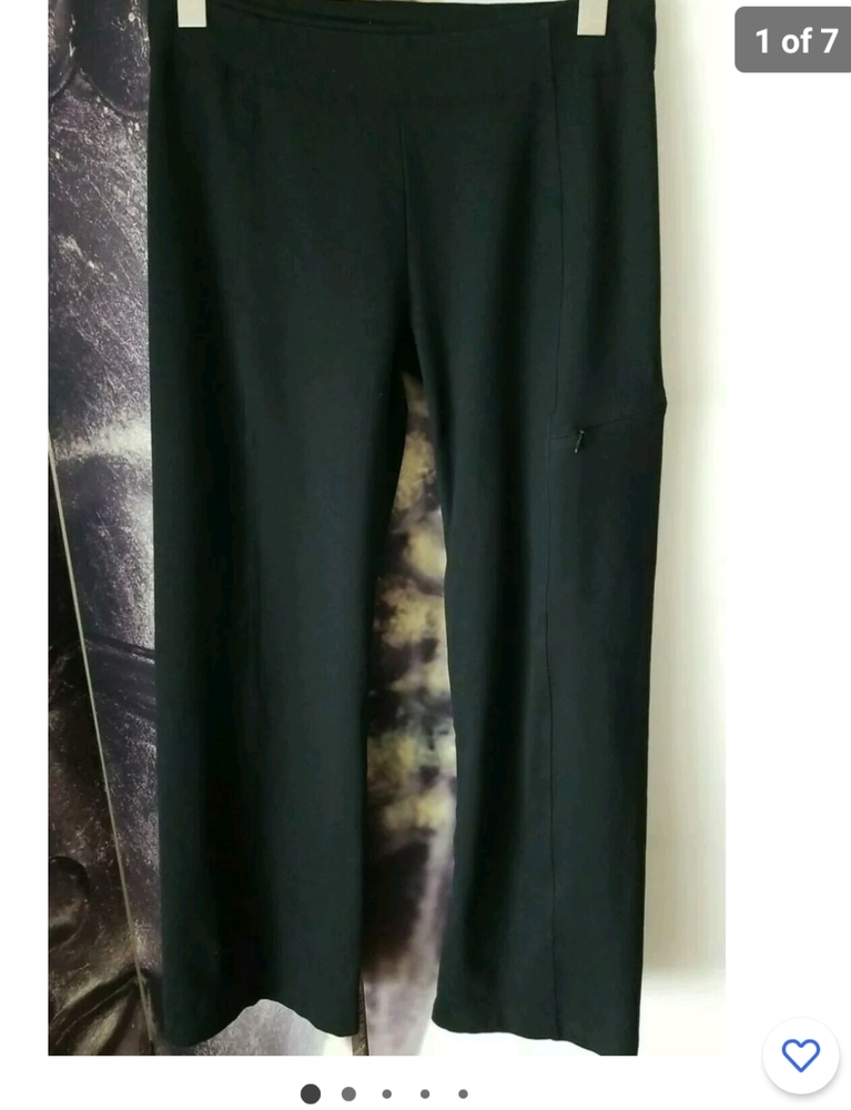 Stonewear Women's PETITE Black Stretch Wide Leg Regular Fit Legging Pants Size S